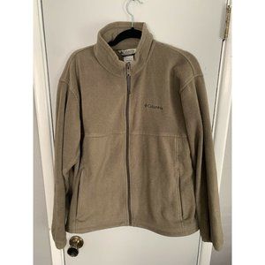Columbia Sweater Large Oatmeal Brown Pullover Zip